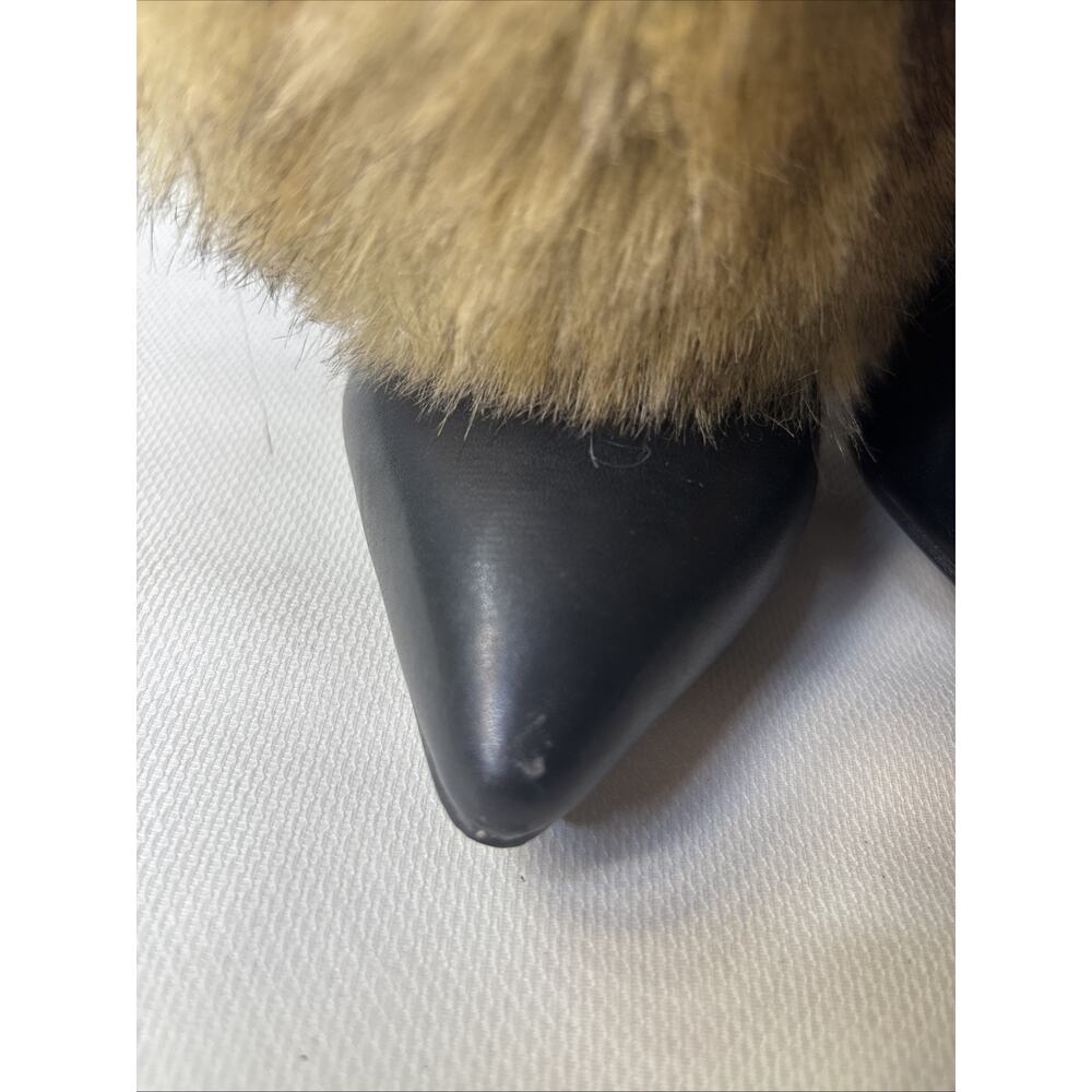 Cape Robbin CHIOE-2 Faux Fur Boots Black Pointed Toe Stiletto High Heel 10 - Picture 6 of 8